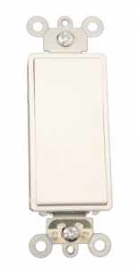 Leviton 5657-2W 15 Amp, 120/277 Volt AC Decora Plus Rocker, Single-Pole, Double Throw, Center OFF, Commercial Grade, Self Grounding, White